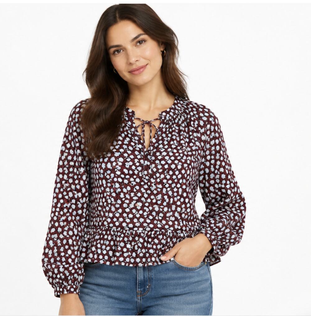 Scotch & Soda Floral Print VNeck Ruffled Hem Peplum Blouse 2